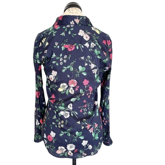 Ann Taylor Womens Blouse Top Sz XS Floral Long Sleeve Button down Collar Office - Picture 2 of 16